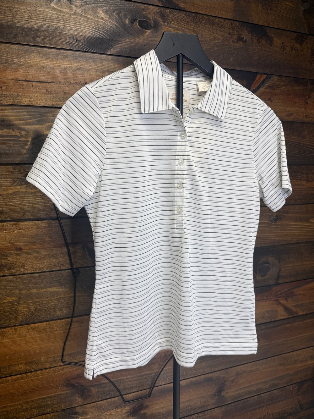 NWT Women’s golf polo EP Pro Tour Tech black and white striped ladies size S P